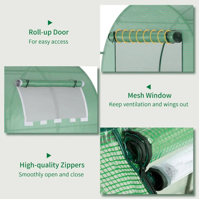 Year-Round Polytunnel Greenhouse | Extend Growing Season | Steel Frame | Roll-Up Doors & Window | UV Protection | 1.8x1.8x2m