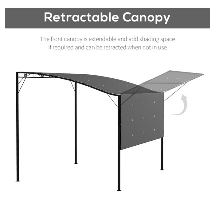 Patio Gazebo Dark Gray, Black Frame 9.8' L x 8.2' W x 6.6'-8.2' H