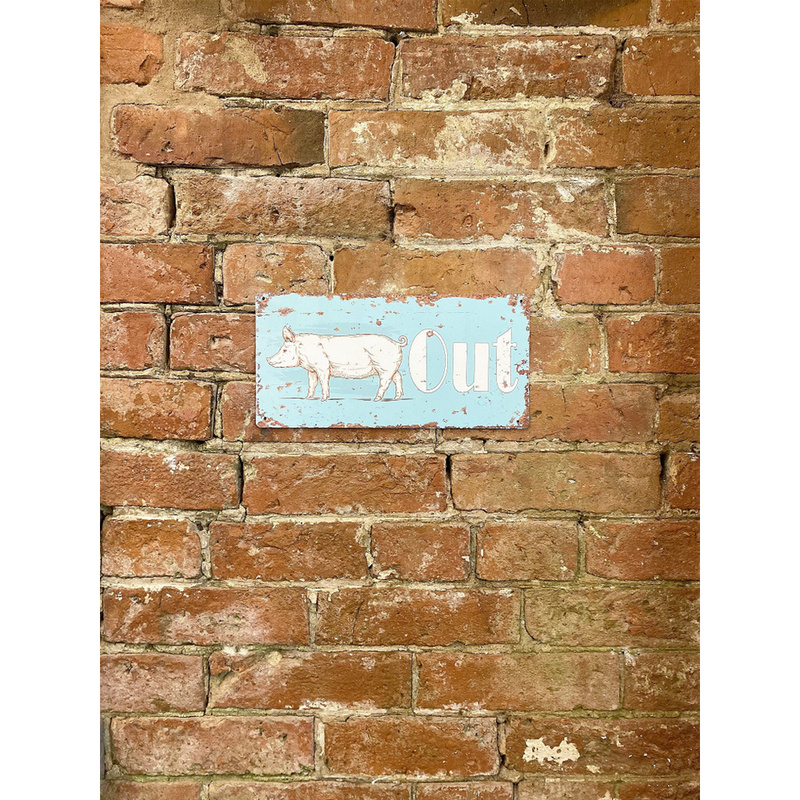 Vintage Pig Out Metal Wall Sign - High Quality Reproduction - Suitable for Indoor and Outdoor Use