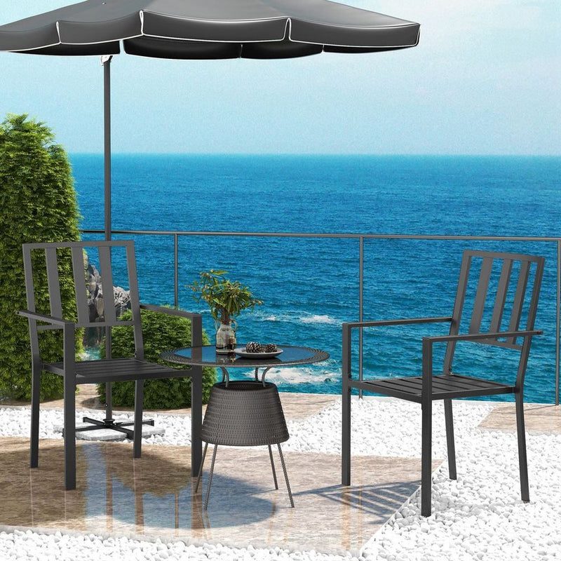 Outsunny 2 PCs Stackable Metal Garden Chairs, Black - Stylish & Sturdy Outdoor Seating for Bistros, Patios, and More!