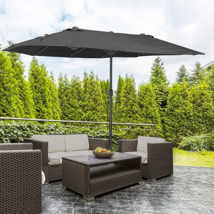 Outsunny 4.6M Garden Patio Umbrella Canopy Parasol Sun Shade Black - High Quality & Stylish Design