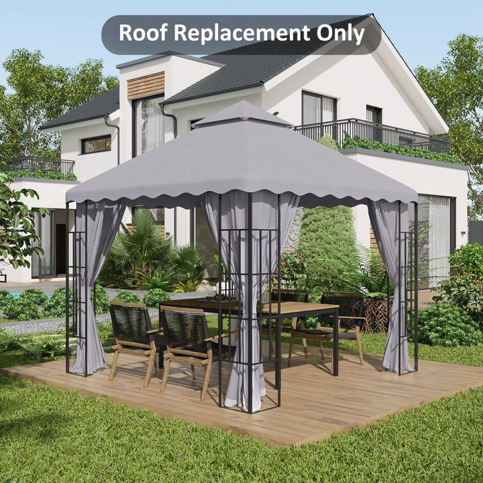 High-Quality 3x3m Gazebo Canopy Replacement Cover, 2-Tier Roof, Grey - Protect & Refresh Your Outdoor Space!