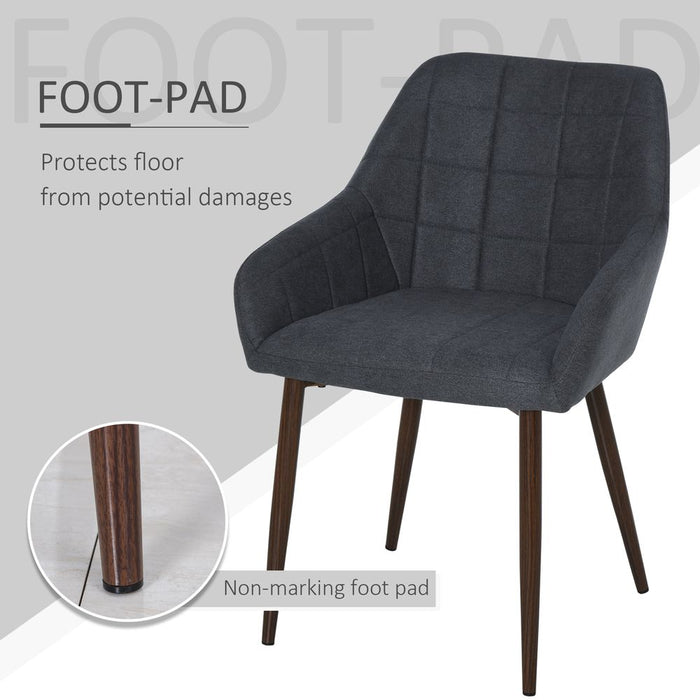 HOMCOM 2 Pieces Dining Chair with Sponge Padding Metal Leg for Home Office