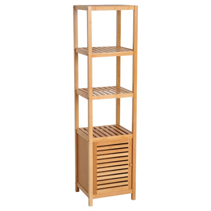 Premium Quality Freestanding Storage Unit for Bathroom - Elegant Design, Spacious Shelves & Cupboard - 100% Natural Material - Assembly Required