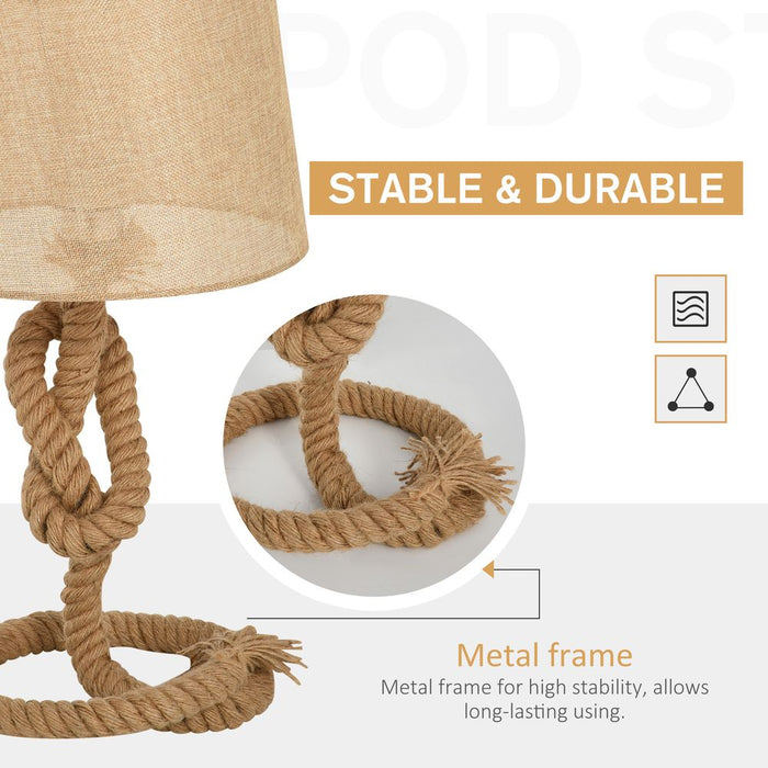 Hemp Rope Linen Shade Table Lamp Beige