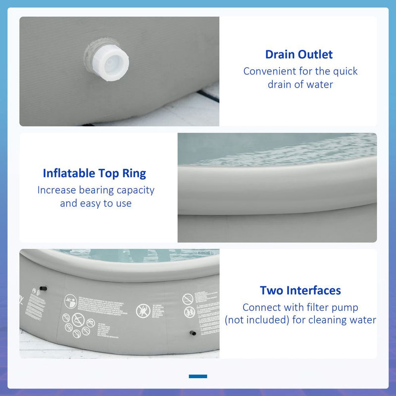 Premium 274cmx76cm Round Inflatable Swimming Pool + Hand Pump - Family-Sized for Summertime Fun