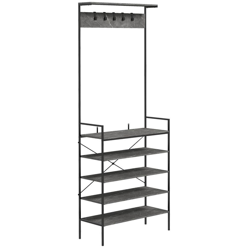 HOMCOM Industrial Baker's Rack Multi-tier Microwave Stand with 5 Hooks