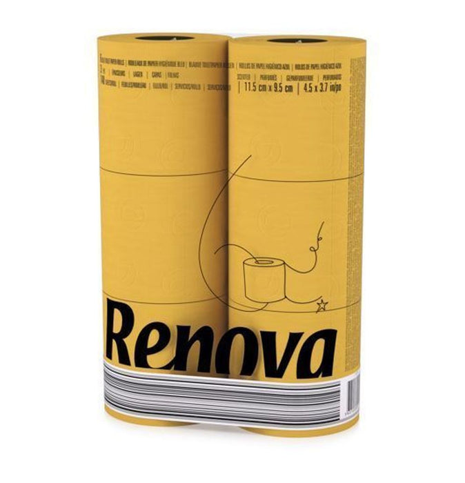 Renova [6 Rolls Yellow] 3 Ply Soft Colour Toilet Loo Bathroom Tissue Paper Rolls