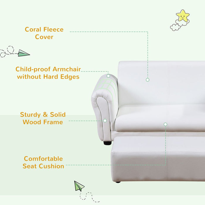 Premium Kids Sofa Set: 2 Seater Furniture, Armchair, Footstool - High-Quality, Perfect for Boys and Girls