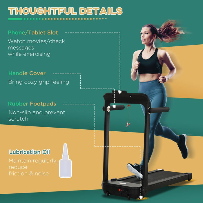 HOMCOM Folding Treadmill, 1.85 HP Jogging Walking Running Machine, 10KM/H with 12 Pre-Programs and LED Display for Home Gym Office