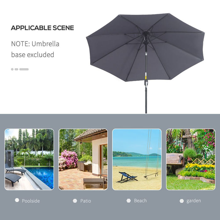 Premium 2.7M Patio Umbrella - Sunshade, Tilt Function, Aluminium, Charcoal Grey