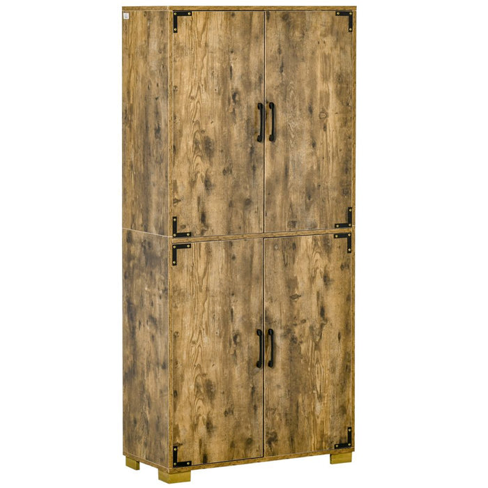 Farmhouse 4-Door Cabinet with Storage Shelves for Bedroom Rustic Wood