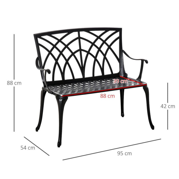 High-Quality Outsunny 2-Seater Cast Aluminium Garden Bench Loveseat: Ergonomic & Stylish