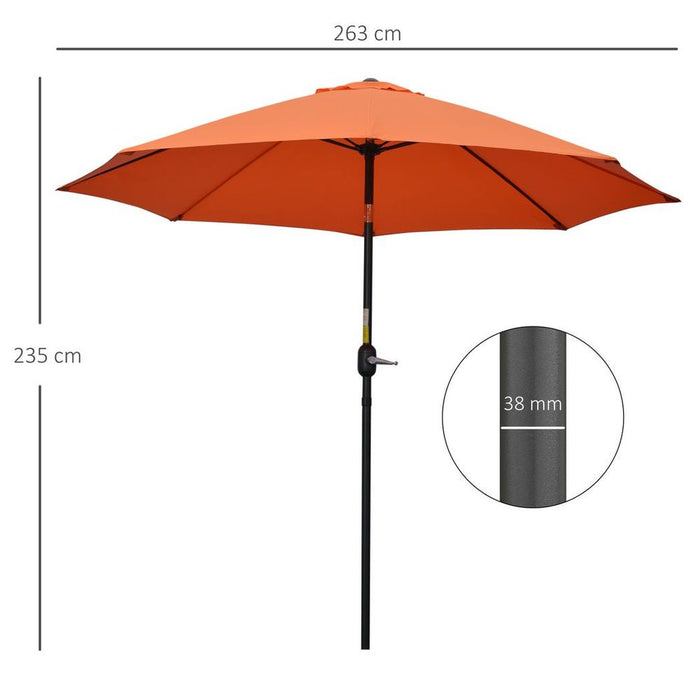 Outsunny 2.6M Patio Umbrella - Sunshade Canopy w/ Tilt & Crank Orange, Excellent Quality