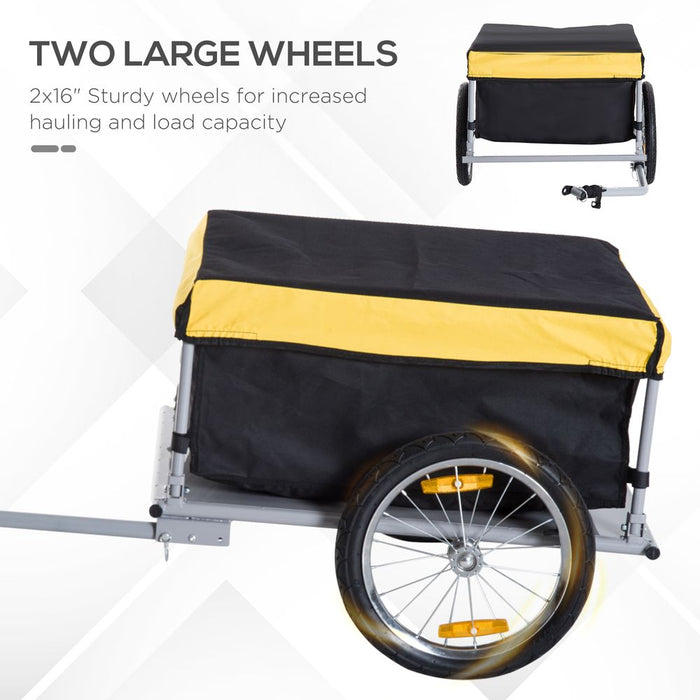 Premium Steel Bike Cargo Trailer - Secure Storage Cart, Bright Yellow Design