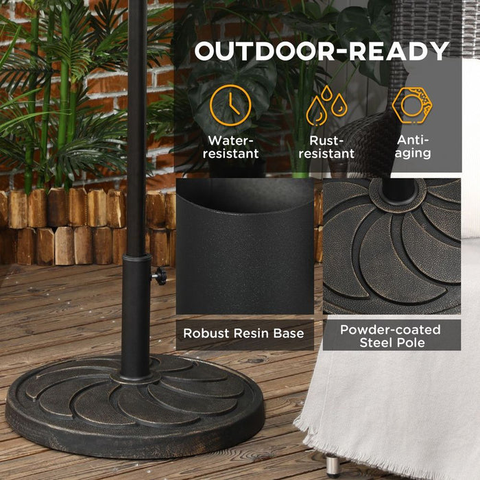 Outsunny 18kg Round Resin Garden Parasol Base - 38mm-48mm Poles - Secure & Stylish Umbrella Stand