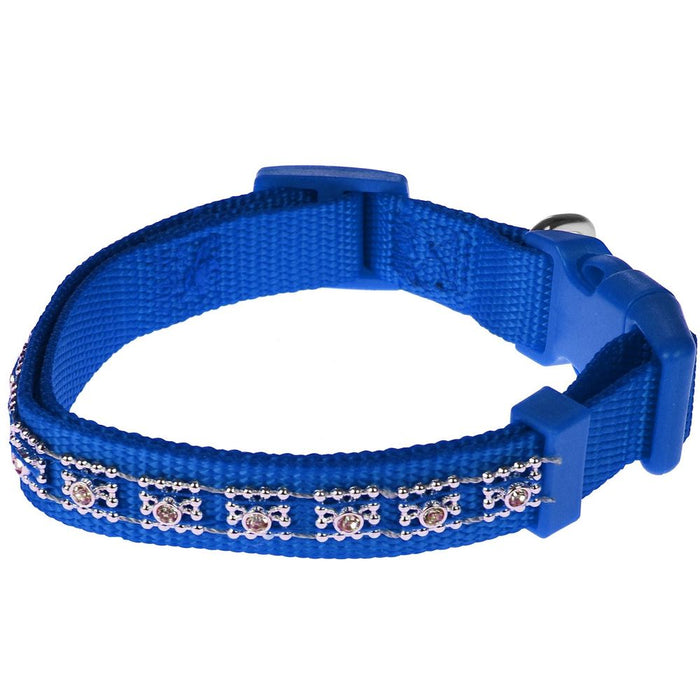 Dazzling Blue Diamante Dog Collar - Adjustable Fit for Small to Large Breeds - High-Quality & Stylish