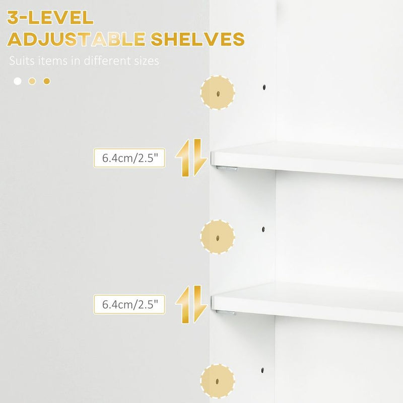 kleankin Bathroom Wall Cabinet with Adjustable Shelves for Hallway, Living Room