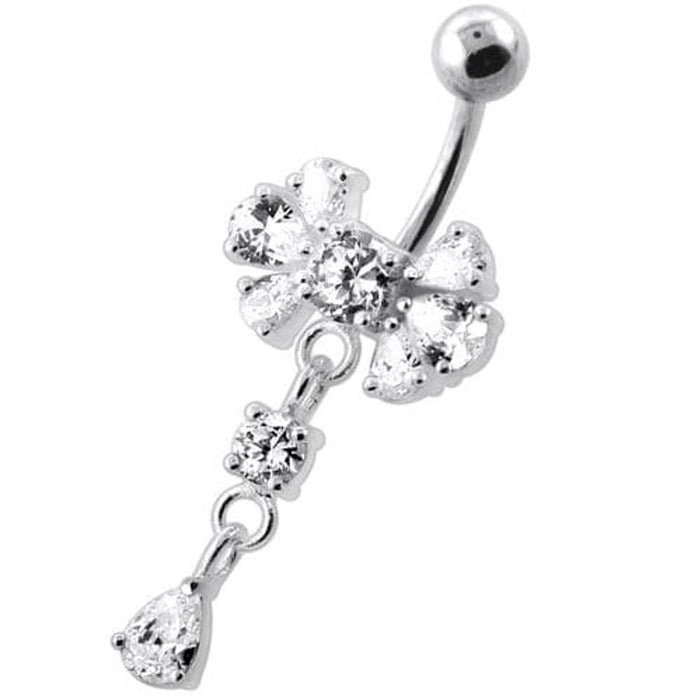 Fancy Flower Jeweled Navel Belly Ring