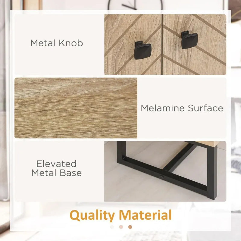 Embossed Arrow Storage Cabinet w/ Adjustable Shelf Metal Frame Handles Stylish