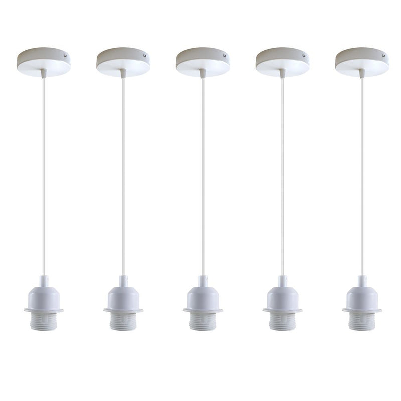Vintage Industrial Style Pendant Lamp 5 Pack - White, E27 Base, Metal Screw Holder - High Quality