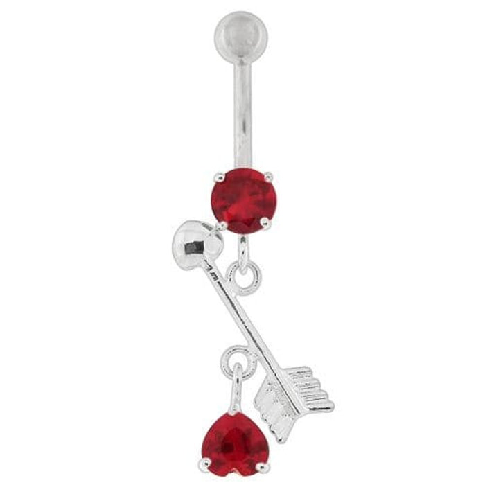 Arrow with Heart Dangling Belly Button Ring