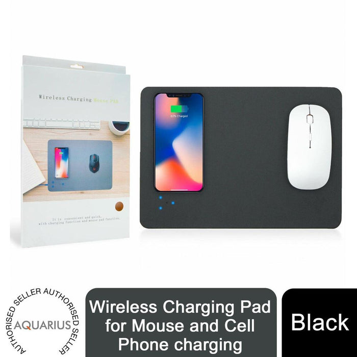 Convenient 2-in-1 Wireless Charging Pad for Mouse & Cell Phone, Black