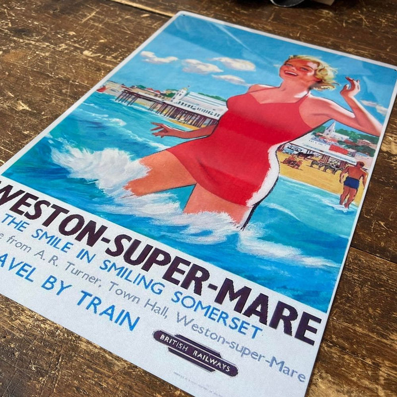 Vintage Sign British Railways Retro Advertising, Weston-Super-Mare, Somerset