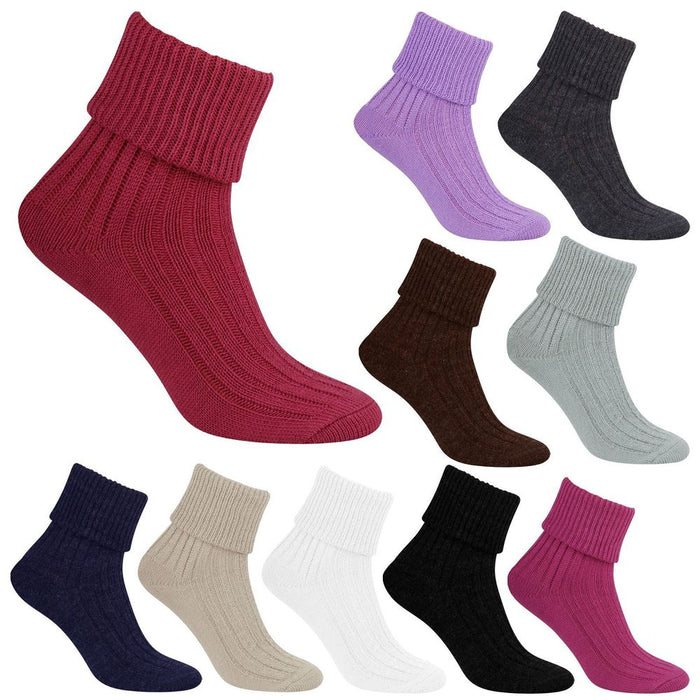 Ladies 1 Pair Wool Turnover Bed Socks by Steven