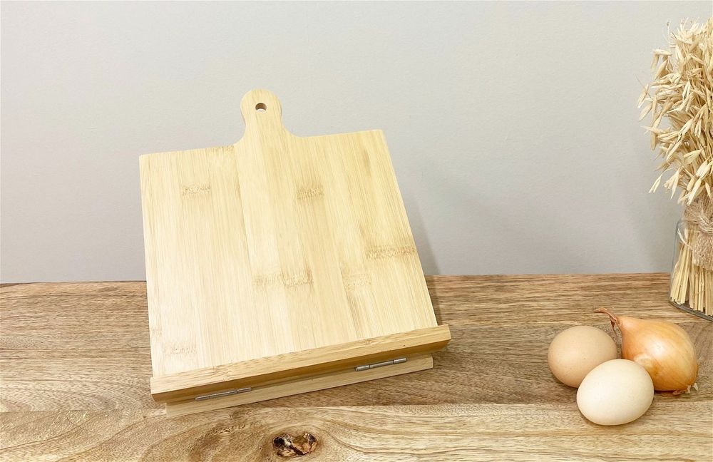 Bamboo Wood Recipe Book Holder - Sturdy & Stylish A-Frame Design - Perfect for Kitchen Countertop - Premium Quality