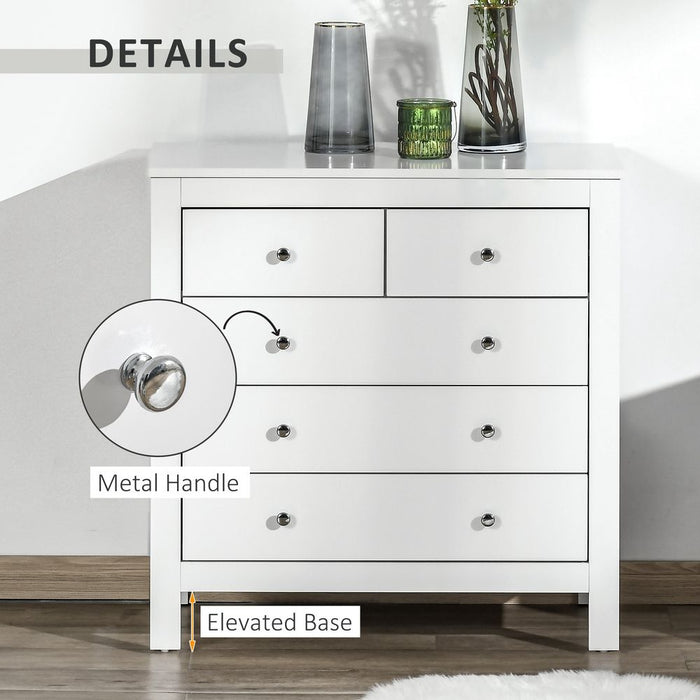 Premium 5 Drawer Storage Cabinet - Modern, Spacious, White