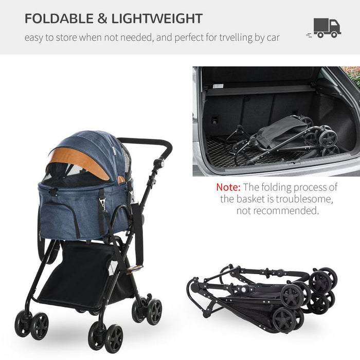 Luxury Folding Pet Stroller: Removable Carrier, Adjustable Canopy, Premium Quality