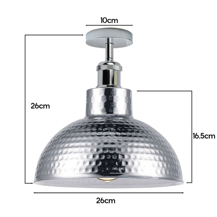 2 Pack Vintage Industrial Style Chrome Flush Mount Metal Ceiling Light