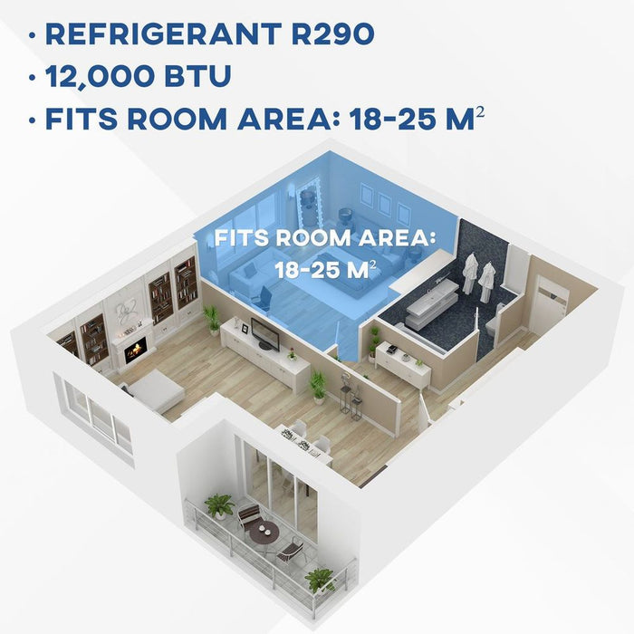 12,000 BTU Portable Air Conditioner Unit with Remote, 24H Timer, 25m