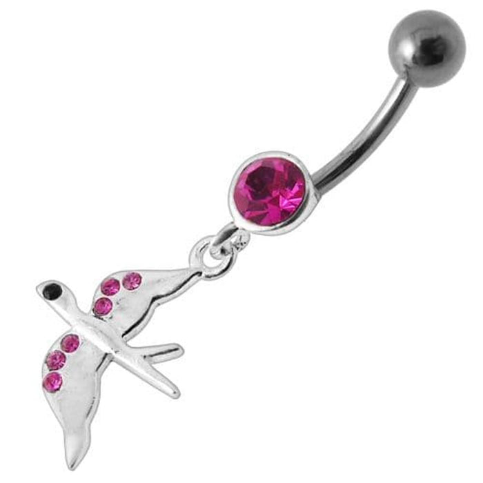 Jeweled Flying Pigeon Dangling Belly Ring