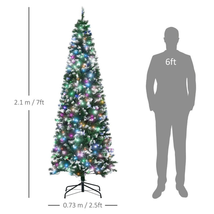 7 Ft Christmas Tree Artificial Green with multicoloured lights