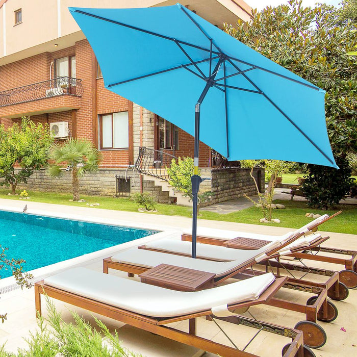 Patio Umbrella Parasol Sun Shade Garden Aluminium Blue 2.7M Outsunny