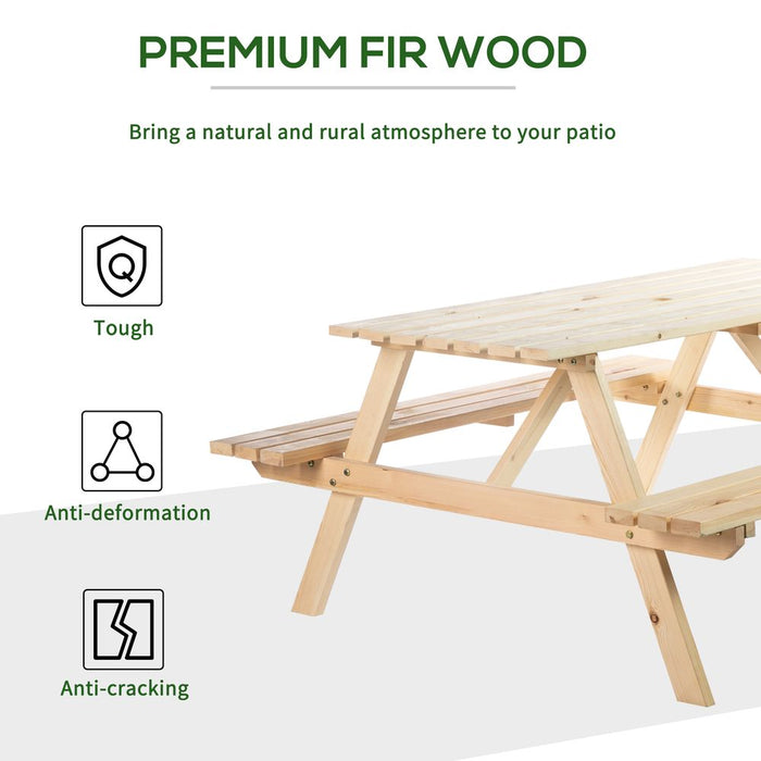 Outsunny 4-Seater Wooden Picnic Set-Fir Wood