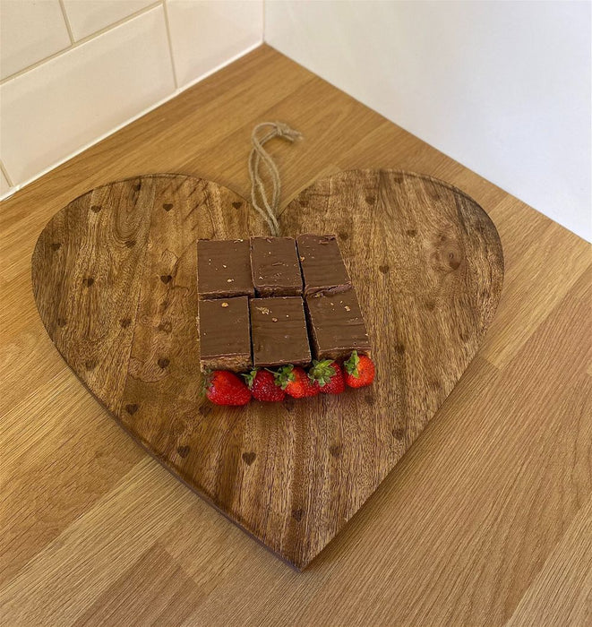 Handcrafted Heart Shaped Wooden Chopping Board 40cm