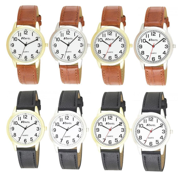 Ravel Men's Classic Leather Strap Watch R0132GC - Quality Quartz Movement, Easy Read Arabic Dial