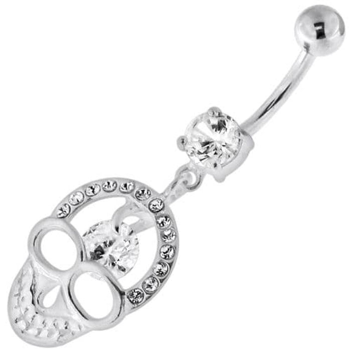 Jeweled Skull with center Stone Navel Belly Piercing