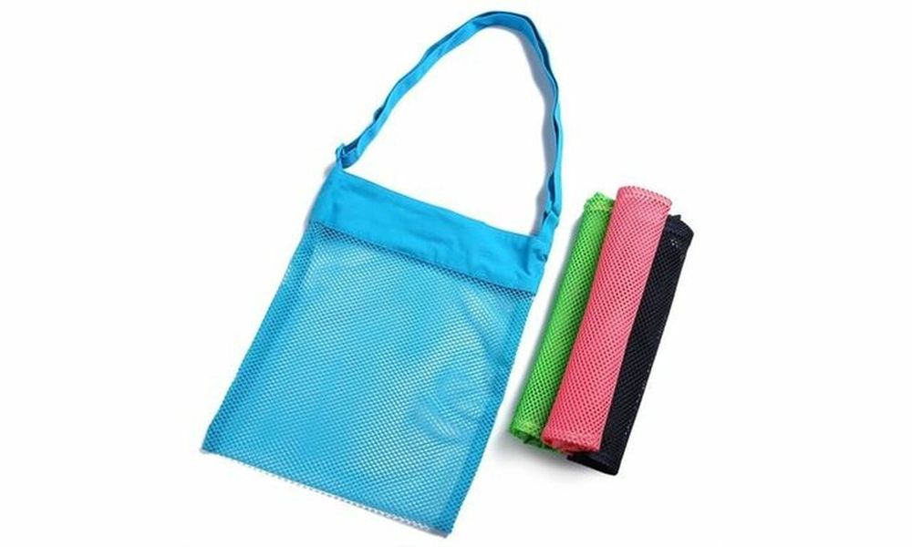 4-Pack Kids Beach Shell Bags - Colorful Mesh Beach Bags for Sand & Sea - Durable & Adjustable Straps