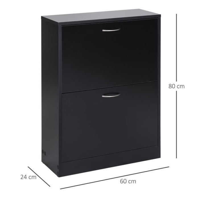 Premium 2-Tier Shoe Cabinet: Wood, 12 Pairs, Black. Stylish, Modern, Reliable, & Space-saving!