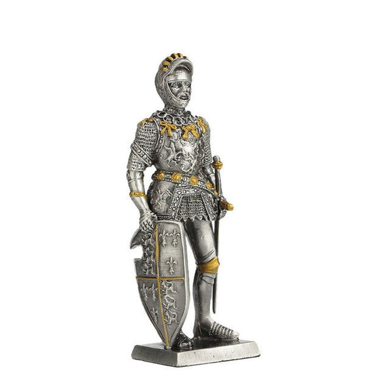 Knight with Fleur and Lion Shield (hand-cast statue sculpture) 11cm Height