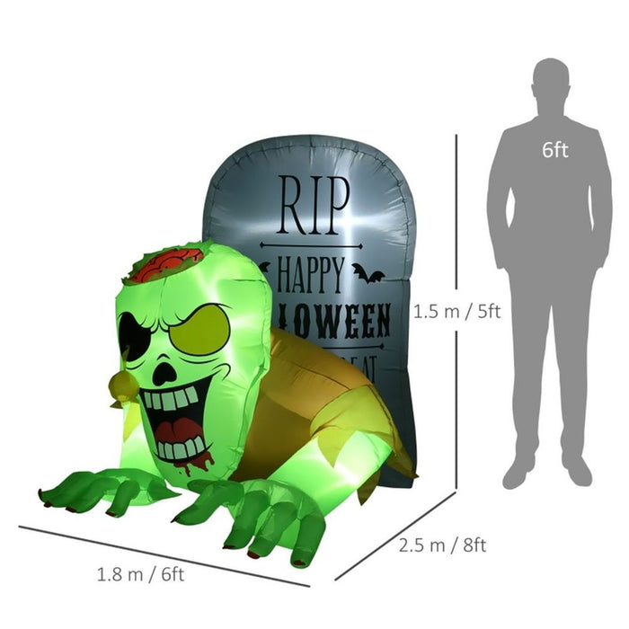 Halloween Decoration Green Ghost with an eye dropping out, climbing from a tombstone