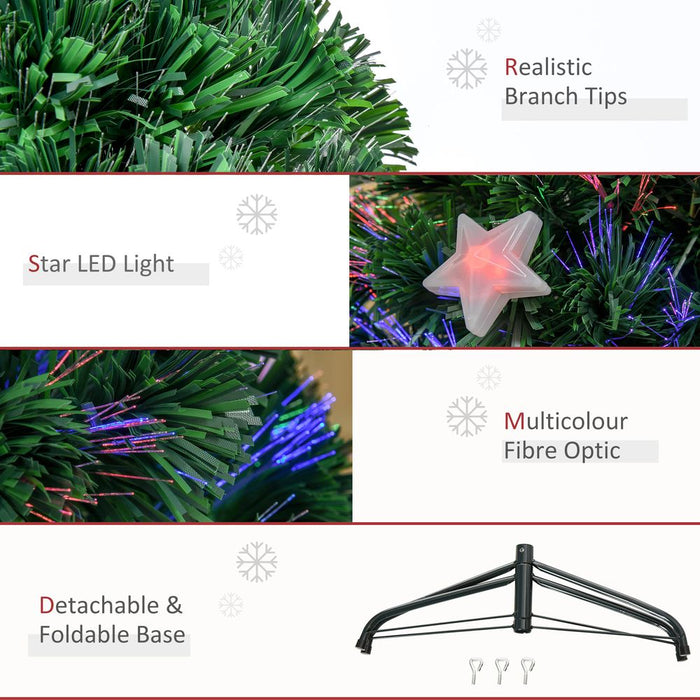 4FT Prelit Artificial Christmas Tree Fibre Star Xmas LED Light Indoor Green