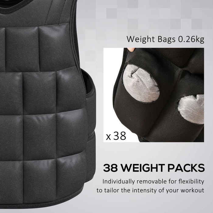 15KGS Adjustable Weight Vest for Running & Gym Training - Black HOMCOM