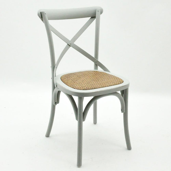 Premium Cross-Back Dining Chair - Elegant & Sturdy Design - Grey - Stackable