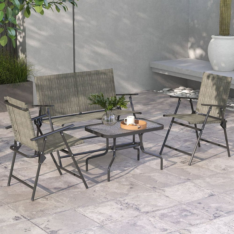 Outsunny Patio Furniture Set: Garden Table, Foldable Chairs, Loveseat - High Quality & Stylish Design