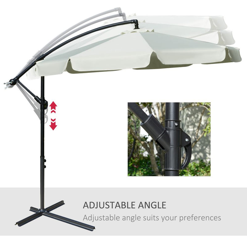 Premium 2.7m Cantilever Garden Parasol - Cream White, Crank Included